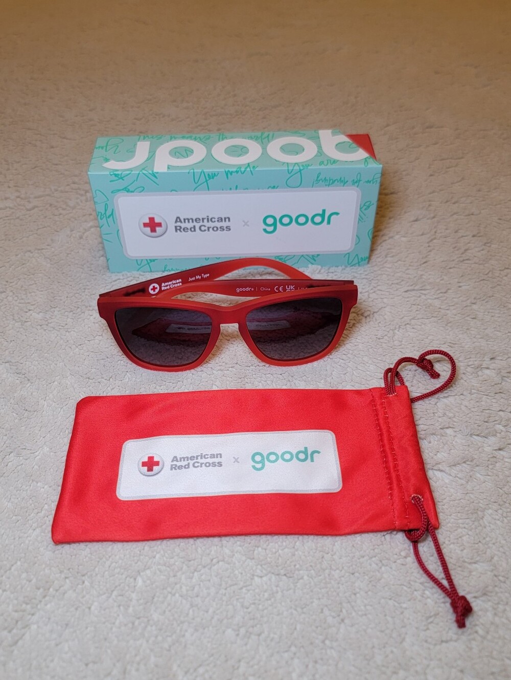 Limited Edition American Red Cross x goodr Polarized Sunglasses "Just My Type"